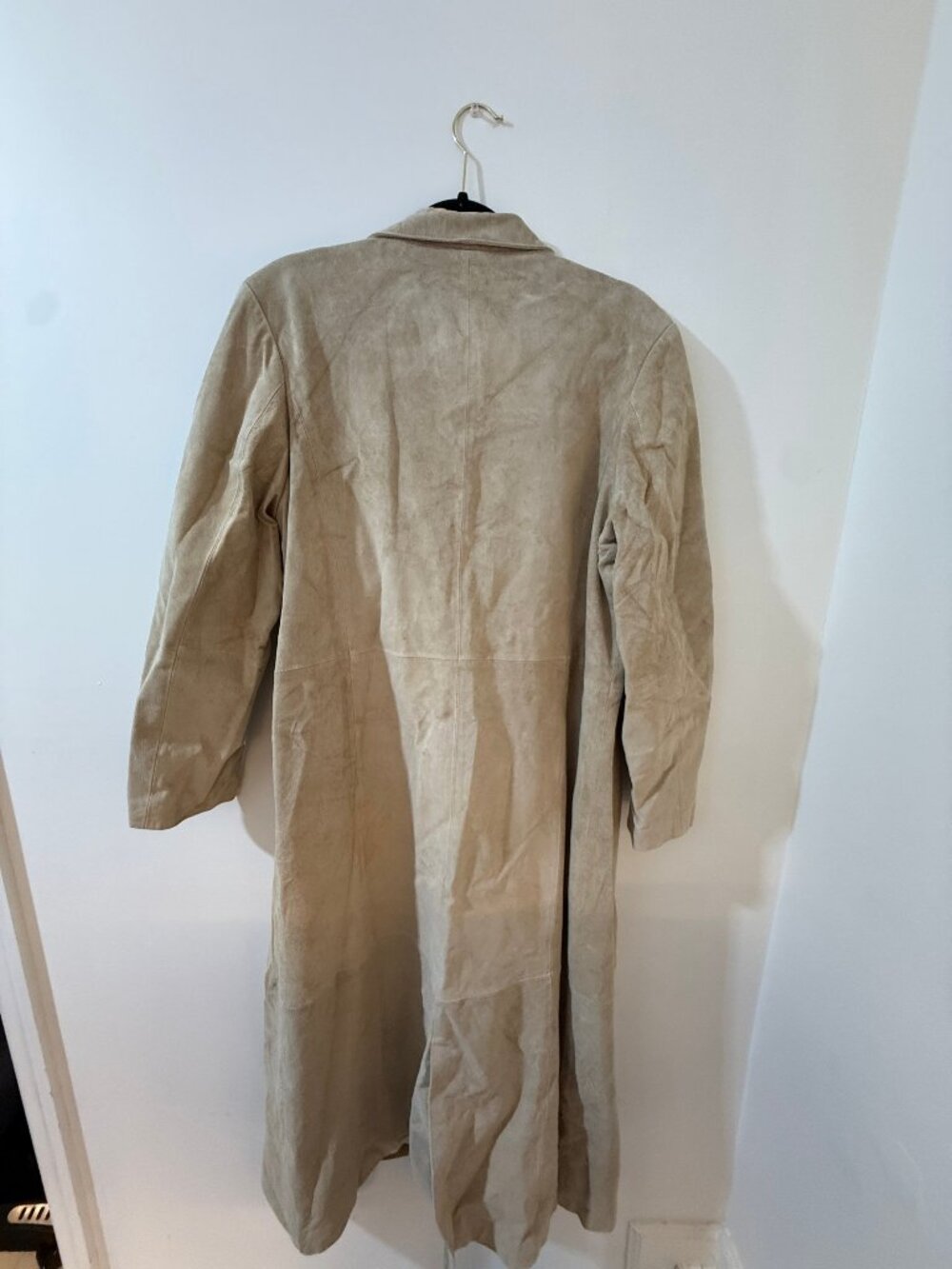 Terry Lewis  Large Beige Suede Leather Long Coat